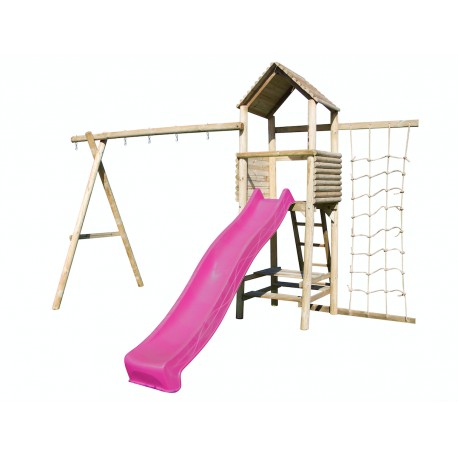 Balançoire LUCAS tour portique avec toboggan et agrès Balançoire LUCAS tour portique avec toboggan et agrès