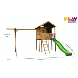 Balançoire MAEL tour portique avec toboggan et agrès
