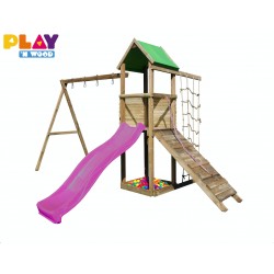 Balançoire Léa tour et portique + kit filet + plan incliné