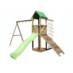 Balançoire Léa tour et portique + kit filet + plan incliné