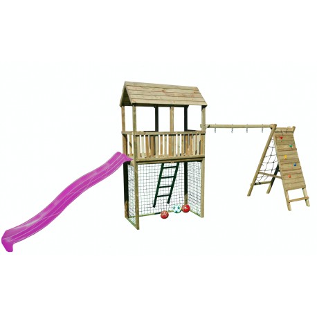 Speeltoren met zandbak, touwladder en klimwand Julia