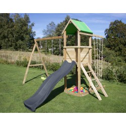 Speeltoren met touwladder, zandbak en glijbaan Léa