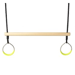 Houten trapeze en turnrigen zwart gevlochten touw