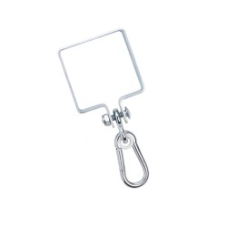 Vierkante haak 90 × 90 mm, verzinkt, met karabijnhaak.